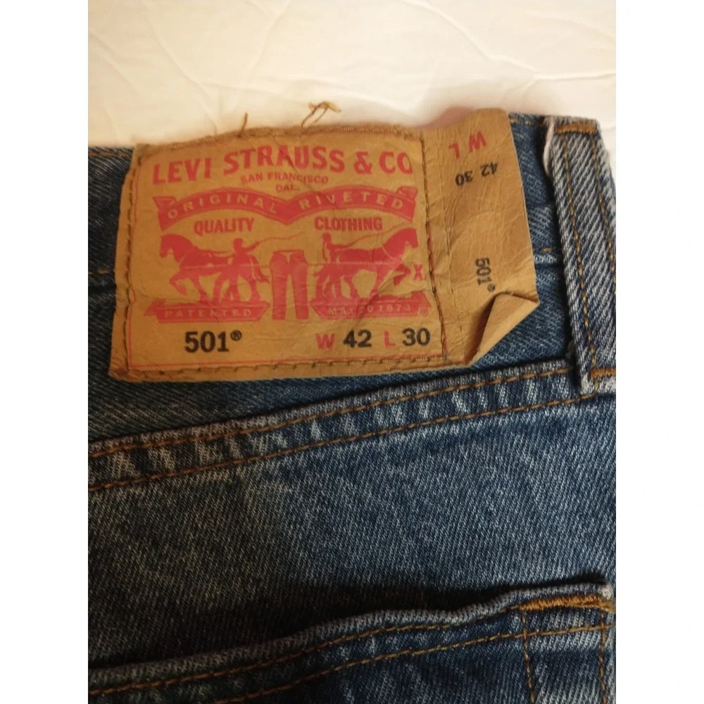 Levis 501 Jeans‎ Men 42x30 Blue Button Fly Original Straight Authentic